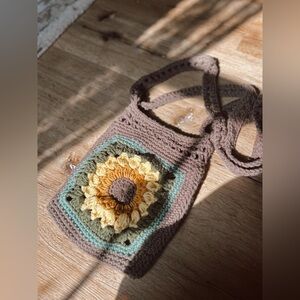 Handmade Crocket Sunflower Bag